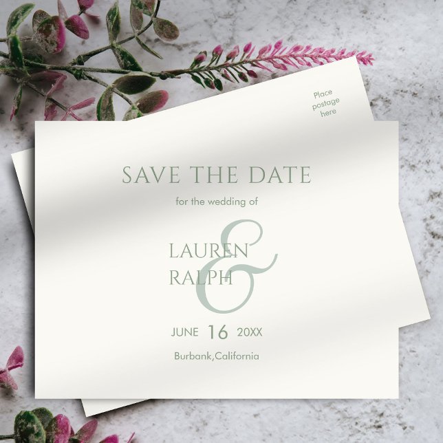 Sage & Ivory Faire-part de mariage à conserver pou (Créateur téléchargé)