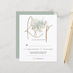 Sage Mariage Budget Sage Gold Script RSVP