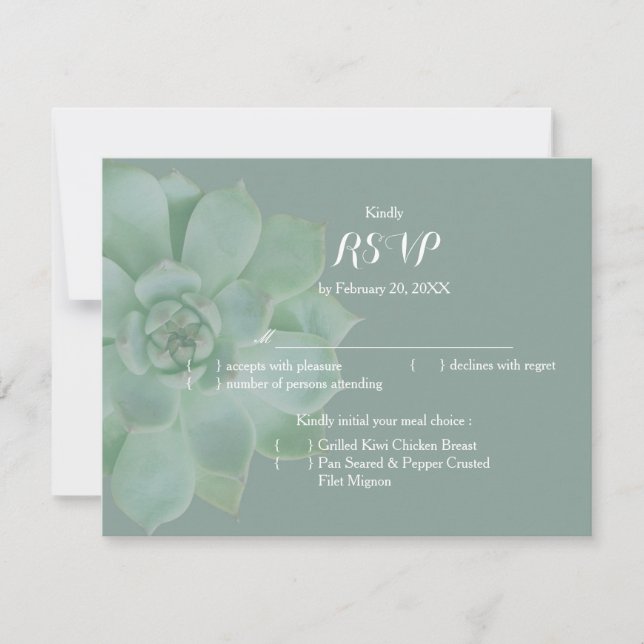 Sage Mariage de jardin succulent RSVP (Devant)
