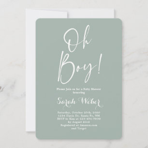Sage minimaliste moderne Oh baby shower invitation