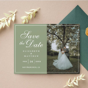 Sage moderne Green Photo Mariage Enregistrer La Da