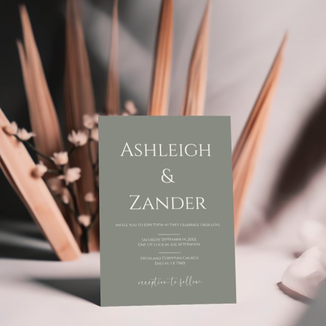 Sage moderne Vert Faire-part de mariage simple (Créateur téléchargé)