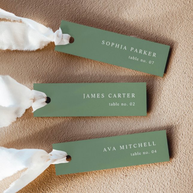 Sage moderne Vert Mariage Nom Cartes de Place (Delivered Untrimmed)