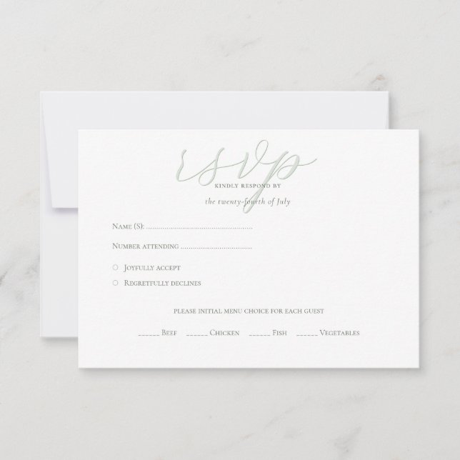 Sage moderne vert QR Code Initiales Mariage RSVP C (Devant)