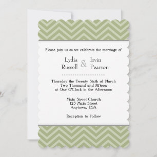 Sage Olive Green Chevron Faire-part de mariage