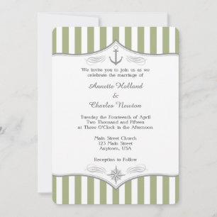 Sage Olive Green Grey Faire-part de mariage nautiq