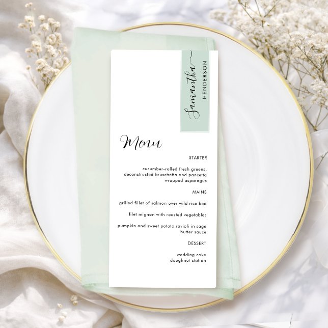 Sage Personnalisé avec le Nom de l'Invité Menu Élé (Créateur téléchargé)