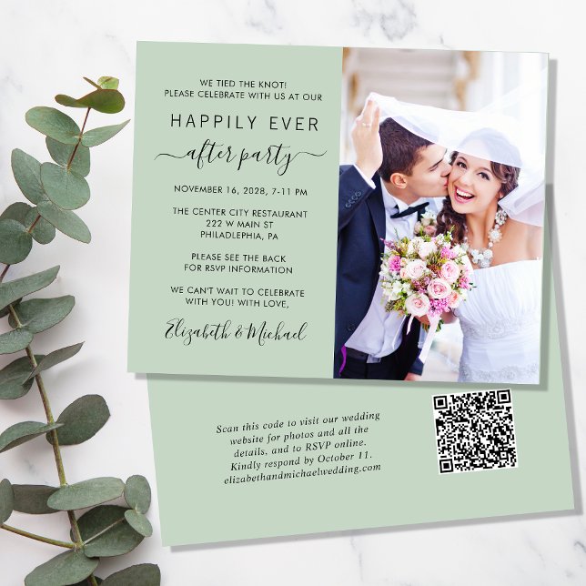 Sage Photo QR Code Mariage Réception Invitation (Créateur téléchargé)