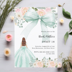 Sage robe verte arc rose Sweet 16 invitation