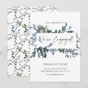 Sage Silver Green Élégant Engagement Floral