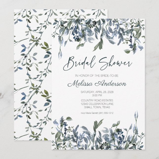 Sage Silver Green Floral Bridal Shower  (Devant / Derrière)