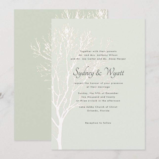 Sage Tree Parents Names Custom Wedding Invitation (Devant / Derrière)