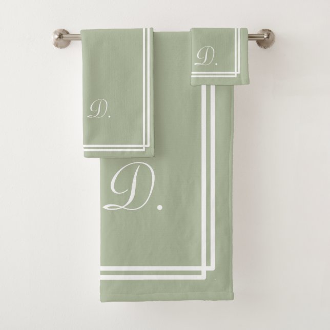 Sage Vert Blanc Élégant Monogramme Moderne (En situation)