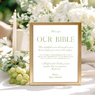 Sage Vert & Blanc Mariage Notre Bible Signe