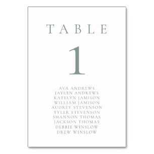 Sage Vert Blanc Minimaliste Siège Numéro de table