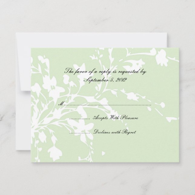 Sage Vert et Fleurs blanches Mariage RSVP (Devant)