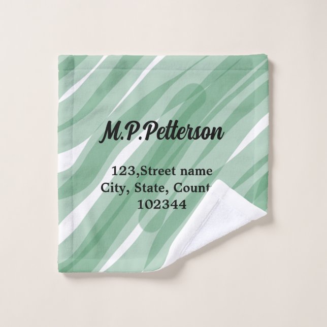 Sage vert feuille ajouter nom adresse texte motif  (Gant de toilette)