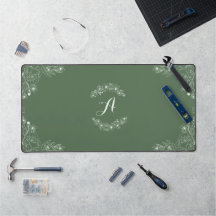 Sage Vert Floral Bordure Personnalisé Nom Bureau M
