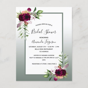 Sage vert floraux Bridal Douche invitation