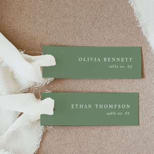 Sage Vert minimaliste Nom du Mariage Place Cartes