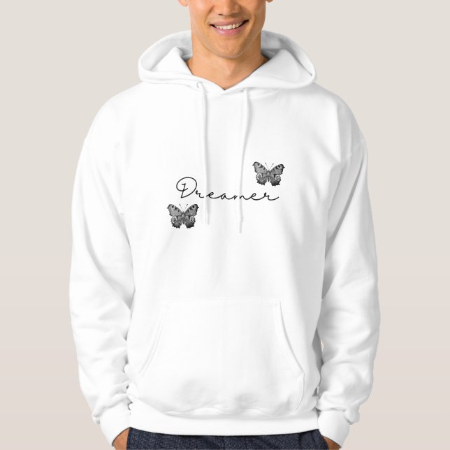 Sage Vert moderne Sweat - shirt à capuche papillon (Devant)