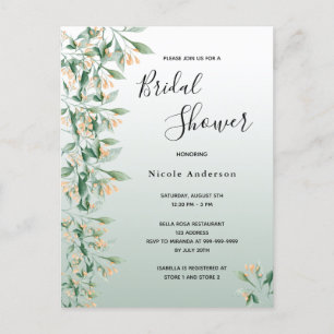 Sage vert or fleuri nuptiale invitation douche
