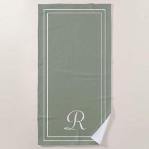 Sage Vert simple et élégant serviette de plage Mon