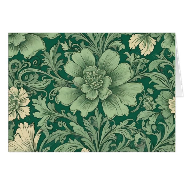 Sage vert Vintage motif floral blanc (Devant horizontal)