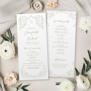 Sage Vintage Flourish Monogramme Programme de mari