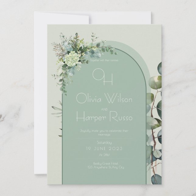 Sage Wedding Invitation (Devant)