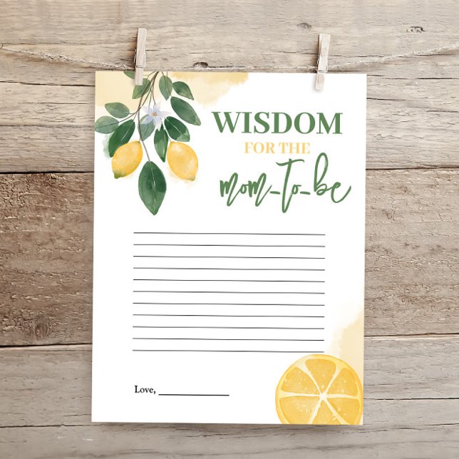 Sagesse de citron pour le jeu de baby shower de la (Créateur téléchargé)