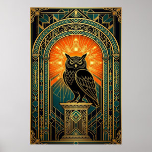 Sagesse de hibou silhouette Art Déco or de minuit