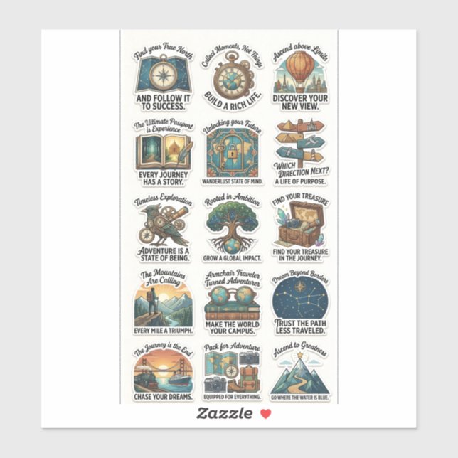 Sagesse errante – Pack de stickers de voyage inspi (Feuille)