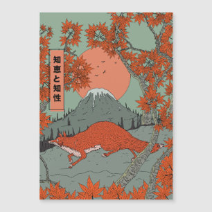 Sagesse et intelligence art de renard japonais vin