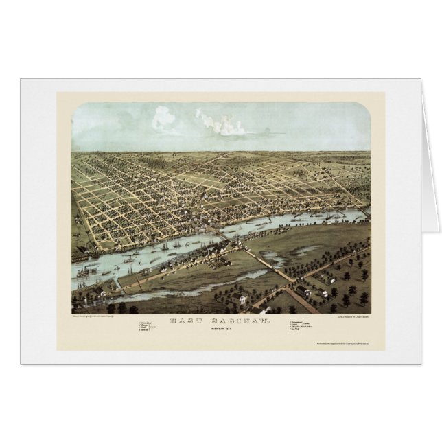 Saginaw est, carte panoramique de MI - 1867 (Devant horizontal)