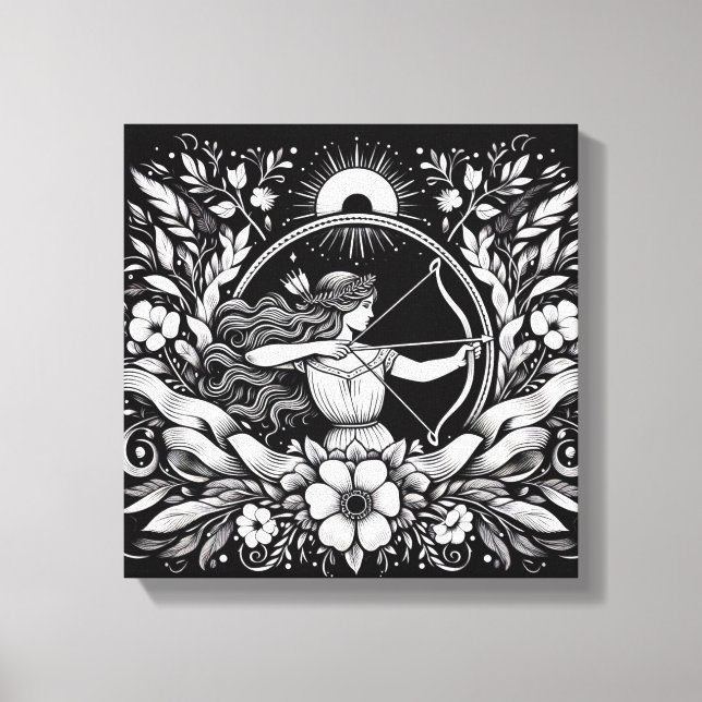 Sagittaire Art de toile à l'encre de déesse Archer (Recto)