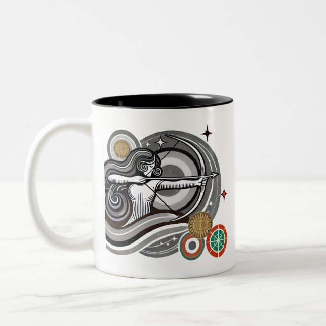 Sagittaire noir et blanc Zodiac Coffee Mug (Gauche)