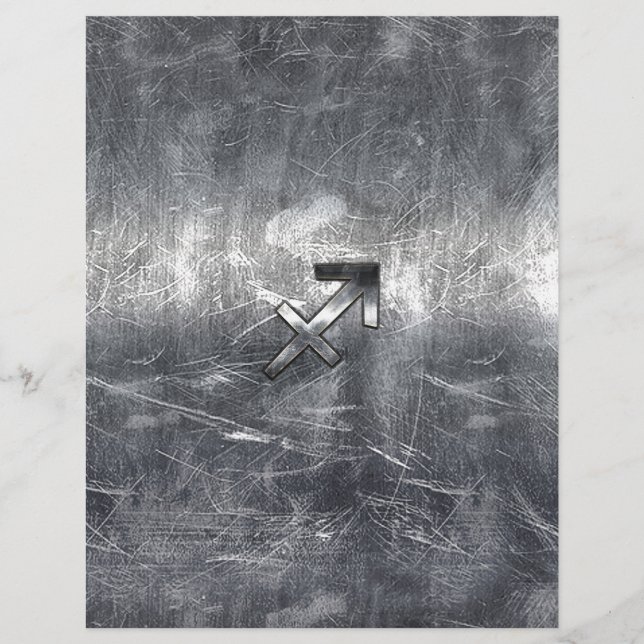 Sagittaire Symbole Grunge Distressed Style Acier (Devant)