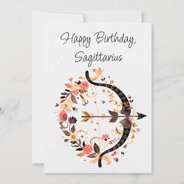Sagittarius Archer Zodiac Boho Birthday Flat Card (Devant)
