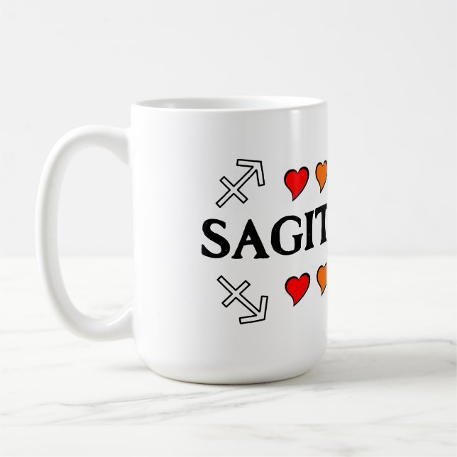 Sagittarius Coeurs arc-en-ciel Mug (Gauche)