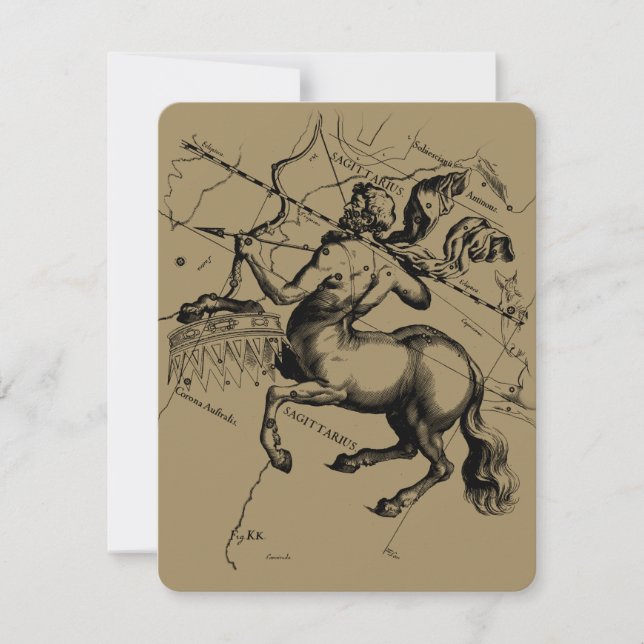 Sagittarius Constellation Hevelius 1690 Engraving (Devant)