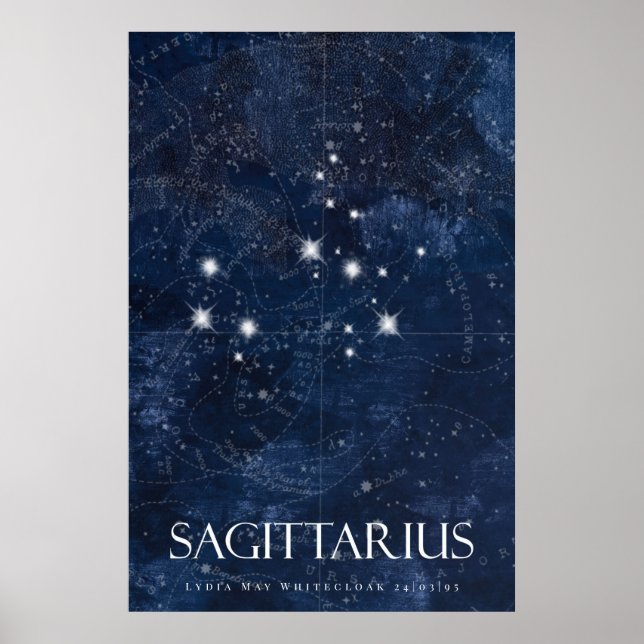 Sagittarius Poster avec nom, starsign zodiac (Devant)