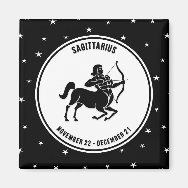 Sagittarius signe zodiaque, aimant noir et blanc (Devant)