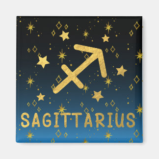 Sagittarius Zodiac Bleu et Or Magnet
