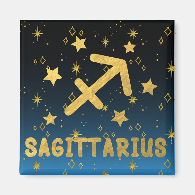 Sagittarius Zodiac Bleu et Or Magnet (Devant)