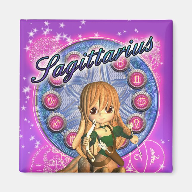Sagittarius Zodiac Magnet mignonne Femme Centaur (Devant)