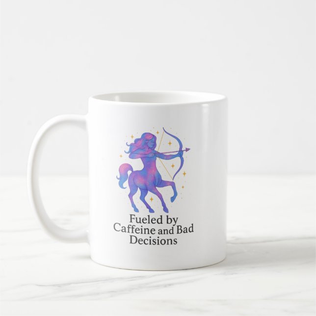 Sagittarius Zodiac Mug – Fueled by Caffeine and Ba (Gauche)