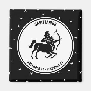Sagittarius Zodiac Sign, Magnet noir et blanc