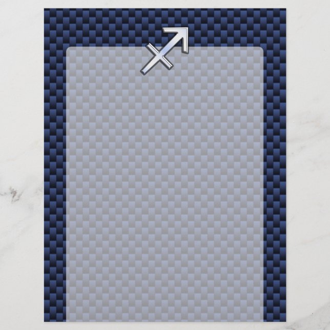 Sagittarius Zodiac Sign on Blue Carbon Fibre Style (Devant)