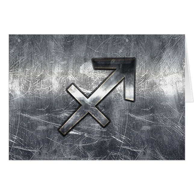 Sagittarius Zodiac Silver Distressed Steel look (Devant horizontal)
